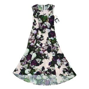 NANETTE LEPORE Scarlet Nights Midi Floral Chiffon Dress Small US 4